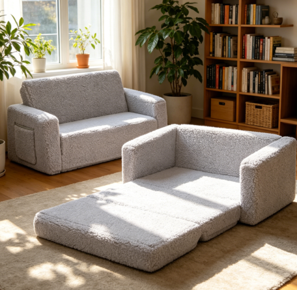Flip Out Sherpa Children’s Sofa, Grey